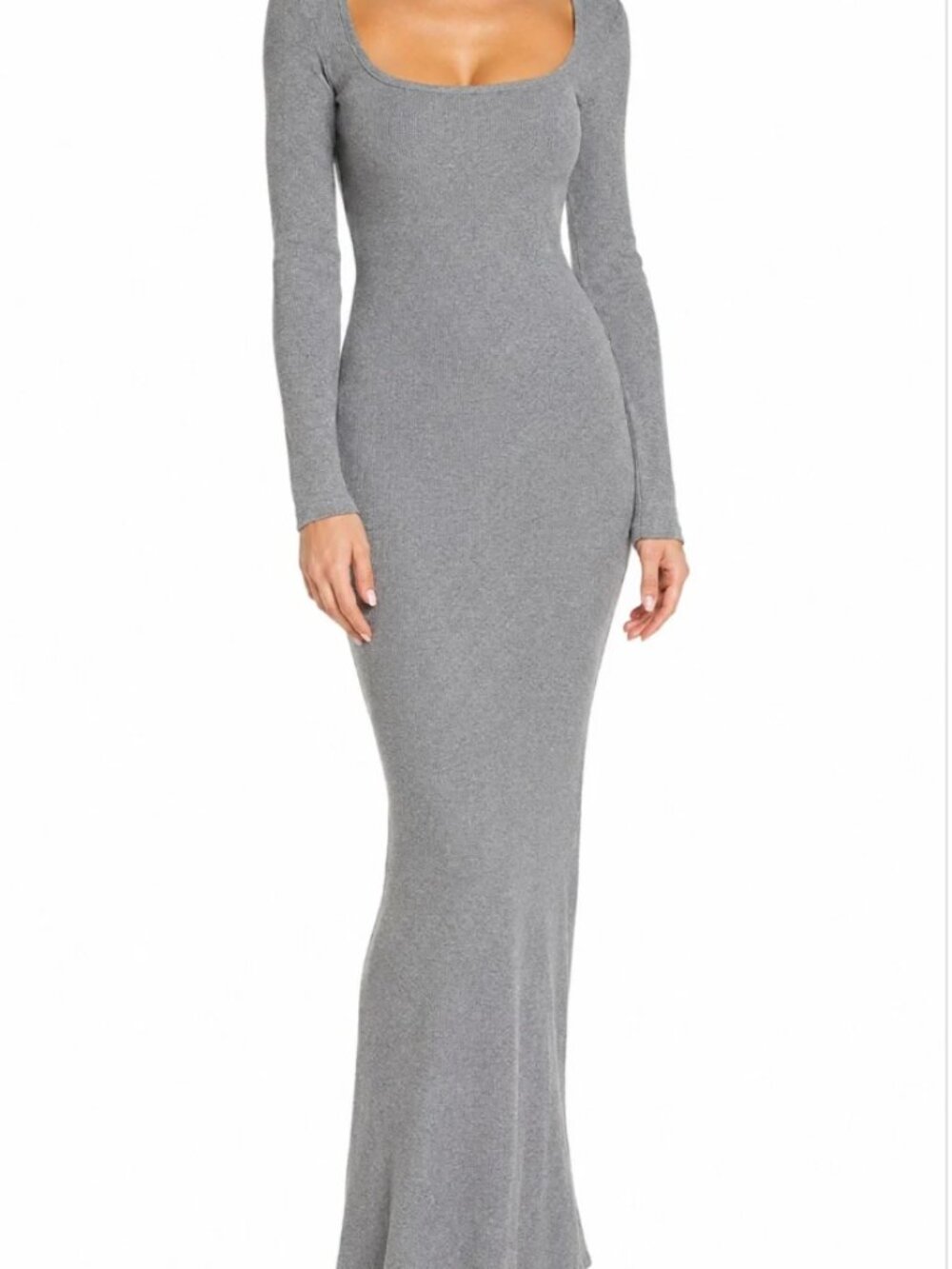 SKIMS Soft Lounge Ribbed Maxi Dress | XS | Heather Gray